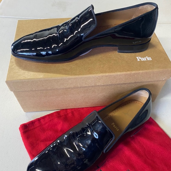 Christian Louboutin black patent leather tuxedo loafer